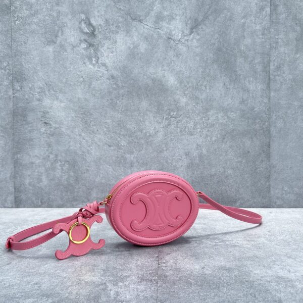 1:1 Replica Celine Crossbody Oval Purse Cuir Triomphe Pink For Women 6in/16cm 10I703DPQ.27LK