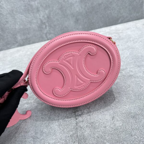 1:1 Replica Celine Crossbody Oval Purse Cuir Triomphe Pink For Women 6in/16cm 10I703DPQ.27LK