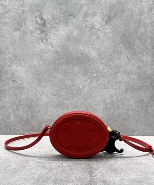 1:1 Replica Celine Crossbody Oval Purse Cuir Triomphe Red For Women 6in/16cm
