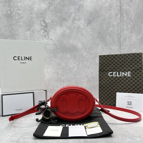1:1 Replica Celine Crossbody Oval Purse Cuir Triomphe Red For Women 6in/16cm