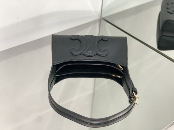 1:1 Replica Celine Cuir Triomphe Bag Black For Women 9in/24cm