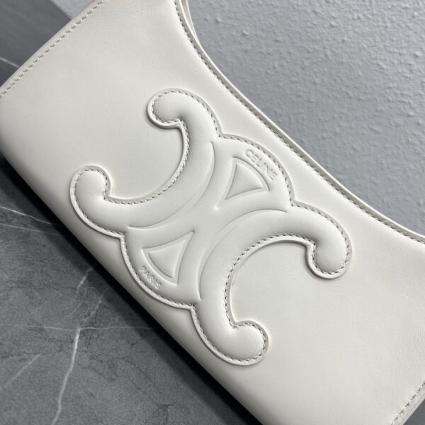 1:1 Replica Celine Cuir Triomphe Shoulder Bag White For Women 9.4in/24cm