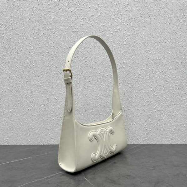1:1 Replica Celine Cuir Triomphe Shoulder Bag White For Women 9.4in/24cm