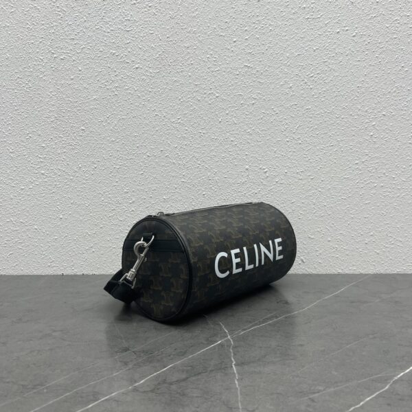 1:1 Replica Celine Cylinder Bag In Triomphe Canvas Black For Women 9in/22cm