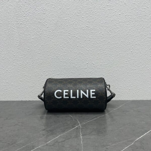 1:1 Replica Celine Cylinder Bag In Triomphe Canvas Black For Women 9in/22cm
