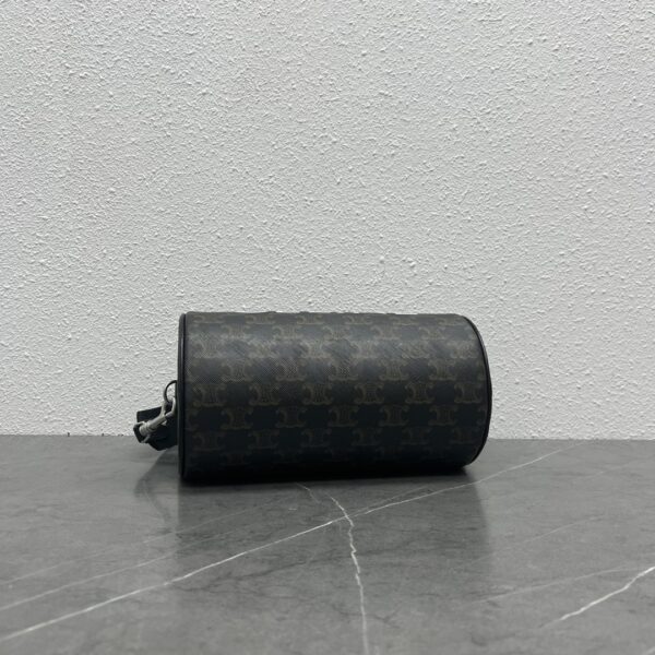 1:1 Replica Celine Cylinder Bag In Triomphe Canvas Black For Women 9in/22cm