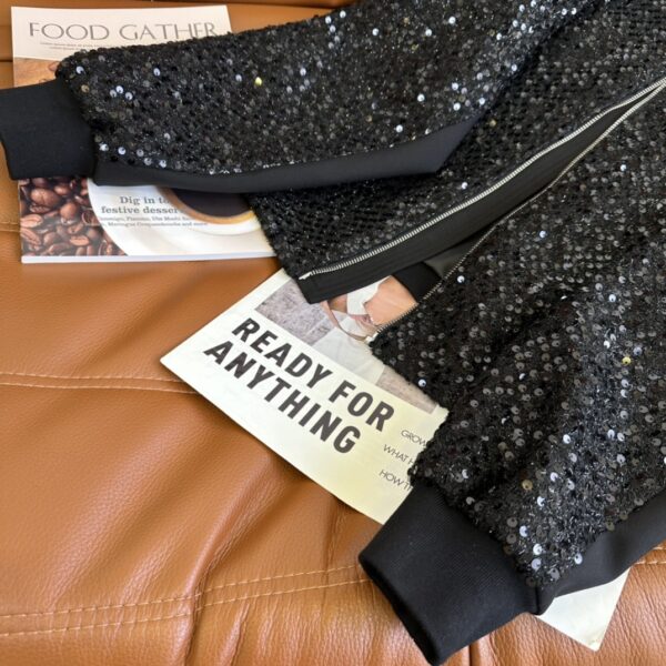 Celine Glam Sequin Bomber Jacket Black For Women