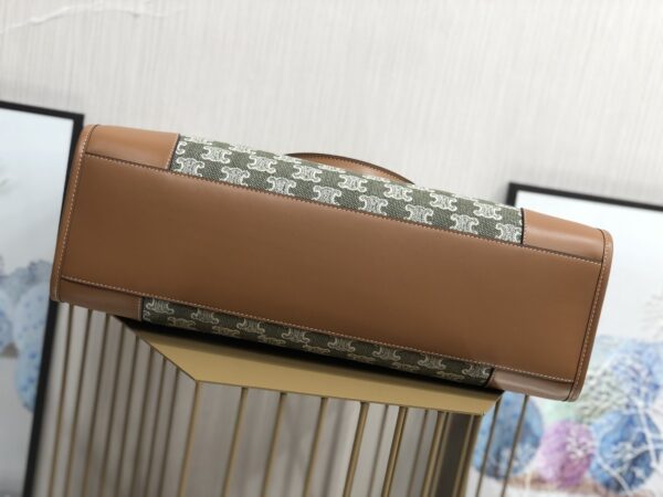 1:1 Replica Celine Horizontal Cabas In Textile With Triomphe Embroidery Khaki For Women 17in/43cm 197002CS8.15KH