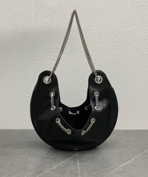 1:1 Replica Celine Large Ava Chain Black For Women 13in/33cm 198993DGQ.38SI