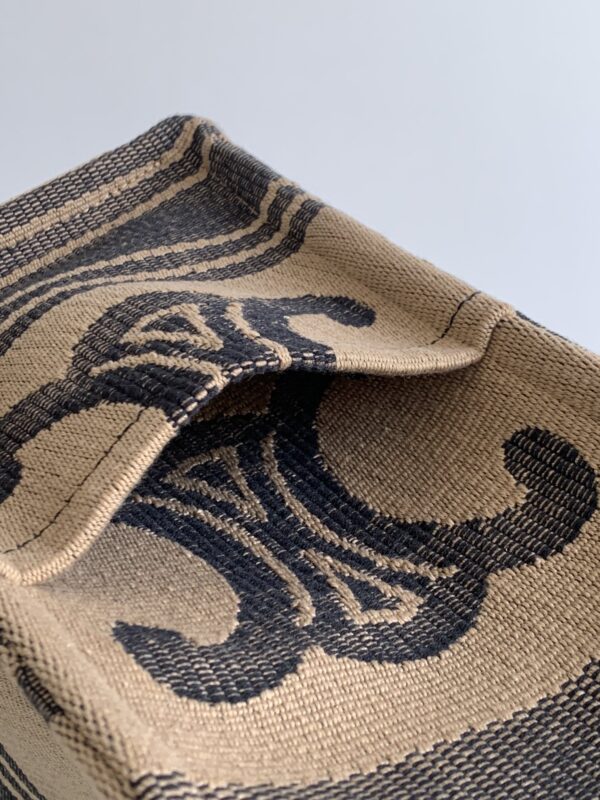 1:1 Replica Celine Large Cabas Thais In Textile With Triomphe Beige/Black For Women 16in/41cm 196762EGH.02BL