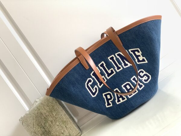 1:1 Replica Celine Large Couffin In Denim With Celine Paris Navy / Tan For Women 26in/67cm 196262EF6.07AT