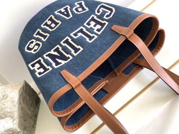 1:1 Replica Celine Large Couffin In Denim With Celine Paris Navy / Tan For Women 26in/67cm 196262EF6.07AT