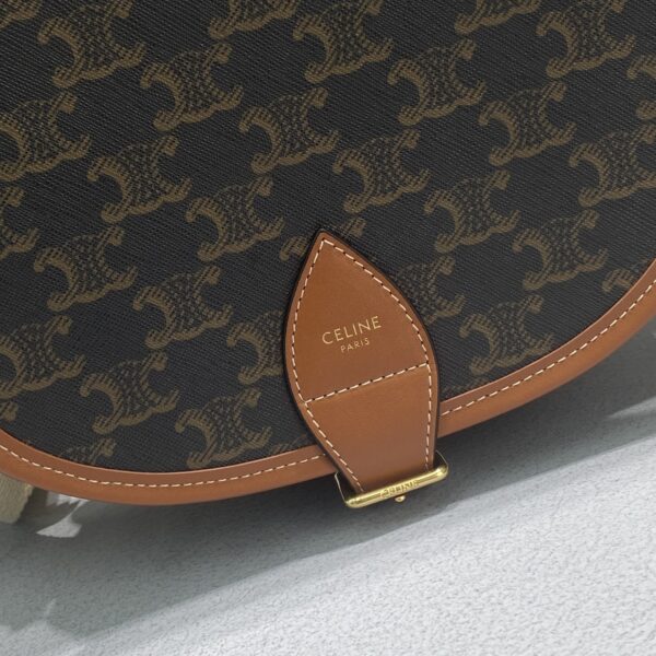 1:1 Replica Celine Large Strap Folco Bag In Triomphe Canvas Brown For Women 9in/22cm 196932BZJ.04LU