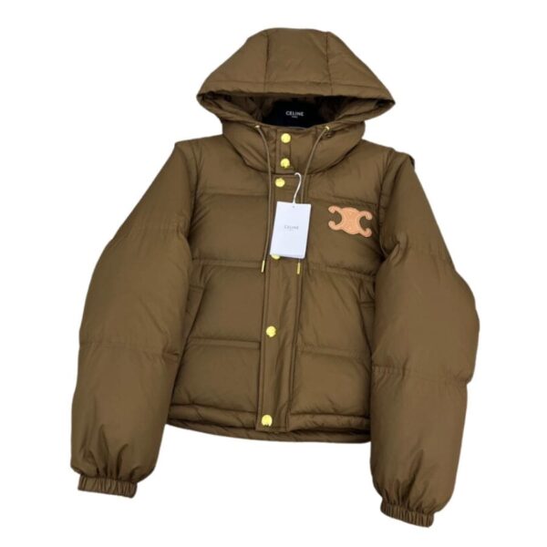 Celine Life Work Crop Hood Down Jacket Brown For Women