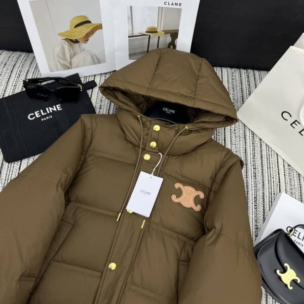 Celine Life Work Crop Hood Down Jacket Brown For Women
