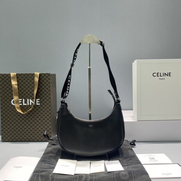 1:1 Replica Celine Medium Ava Bag With Celine Strap Black For Women 9in/23cm