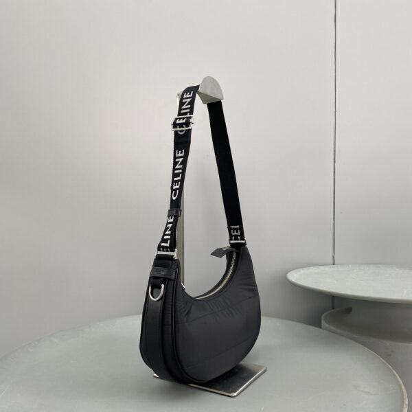 1:1 Replica Celine Medium Ava Bag With Celine Strap In Quilted Nylon Black For Women 9in/23cm 196972DLI.38SI