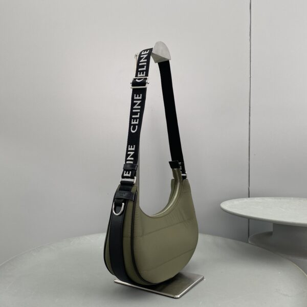 1:1 Replica Celine Medium Ava Bag With Celine Strap In Quilted Nylon Khaki For Women 9in/23cm 196972DLI.15KH