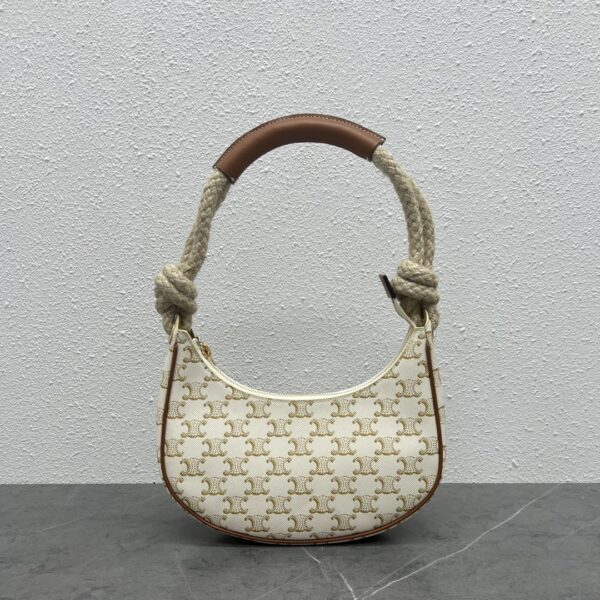 1:1 Replica Celine Medium Ava Chain In Triomphe Canvas White For Women 10in/25cm