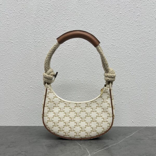 1:1 Replica Celine Medium Ava Chain In Triomphe Canvas White For Women 10in/25cm