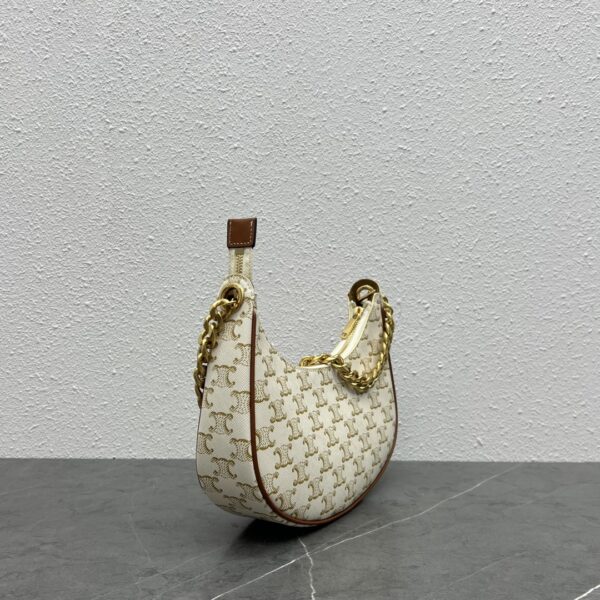 1:1 Replica Celine Medium Ava Chain In Triomphe Canvas White For Women 10in/25cm