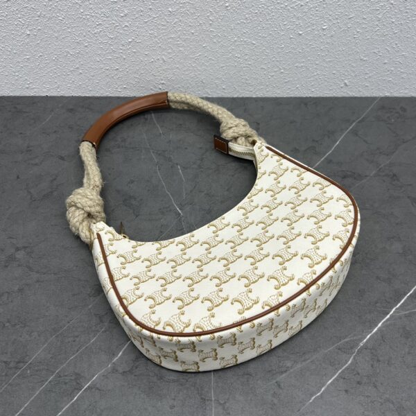 1:1 Replica Celine Medium Ava Chain In Triomphe Canvas White For Women 10in/25cm