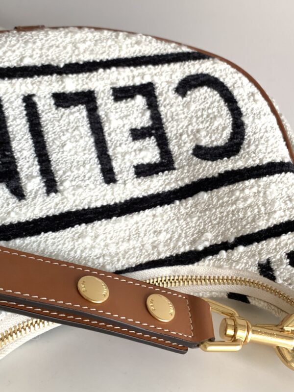 1:1 Replica Celine Medium Ava Strap Bag In Textile With Celine All-Over White / Black For Women 9in/23cm 196922EFU.01WB