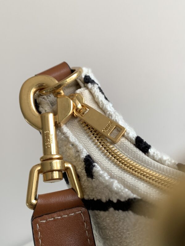 1:1 Replica Celine Medium Ava Strap Bag In Textile With Celine All-Over White / Black For Women 9in/23cm 196922EFU.01WB