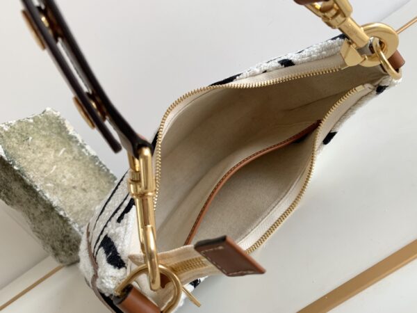 1:1 Replica Celine Medium Ava Strap Bag In Textile With Celine All-Over White / Black For Women 9in/23cm 196922EFU.01WB