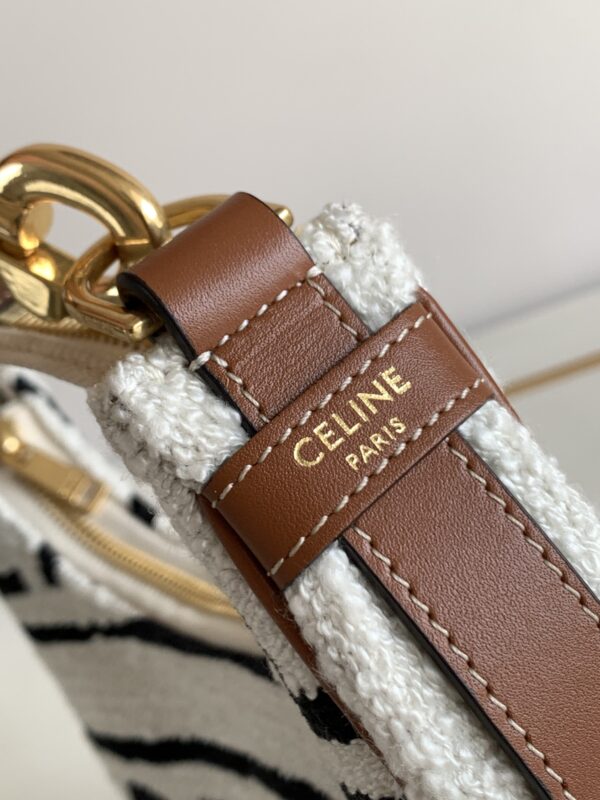 1:1 Replica Celine Medium Ava Strap Bag In Textile With Celine All-Over White / Black For Women 9in/23cm 196922EFU.01WB