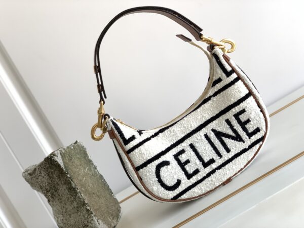 1:1 Replica Celine Medium Ava Strap Bag In Textile With Celine All-Over White / Black For Women 9in/23cm 196922EFU.01WB