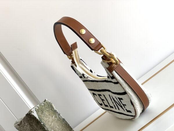 1:1 Replica Celine Medium Ava Strap Bag In Textile With Celine All-Over White / Black For Women 9in/23cm 196922EFU.01WB