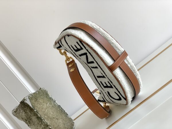 1:1 Replica Celine Medium Ava Strap Bag In Textile With Celine All-Over White / Black For Women 9in/23cm 196922EFU.01WB