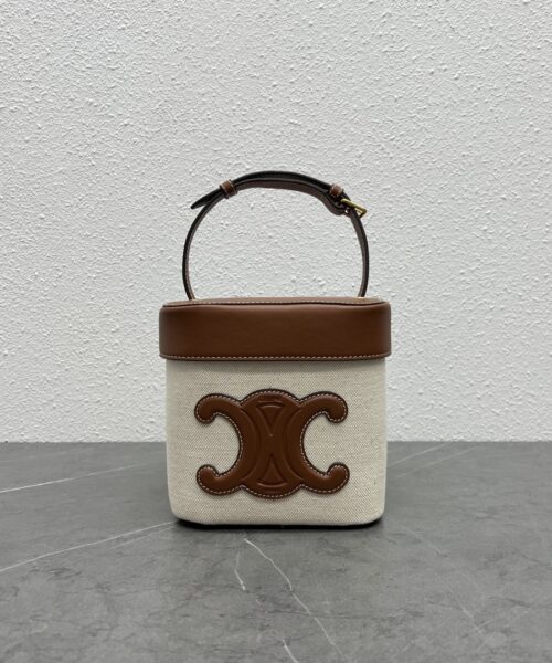 1:1 Replica Celine Medium Box Cuir Triomphe In Textile Natural / Tan For Women 6in/16cm 199252EFL.02NT