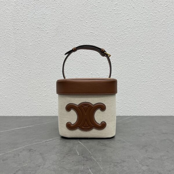 1:1 Replica Celine Medium Box Cuir Triomphe In Textile Natural / Tan For Women 6in/16cm 199252EFL.02NT