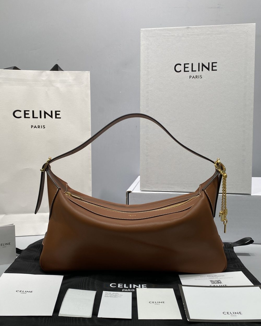 1:1 Replica Celine Medium Romy In Supple Brown For Women 13in/34cm 197443DPJ.04LU