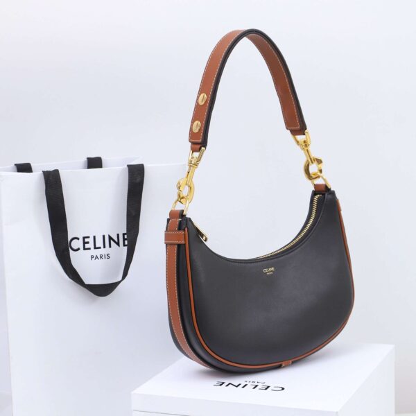 1:1 Replica Celine Medium Strap Ava Bag Black/Brown For Women 9.1in/23cm