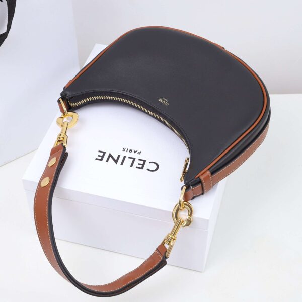 1:1 Replica Celine Medium Strap Ava Bag Black/Brown For Women 9.1in/23cm