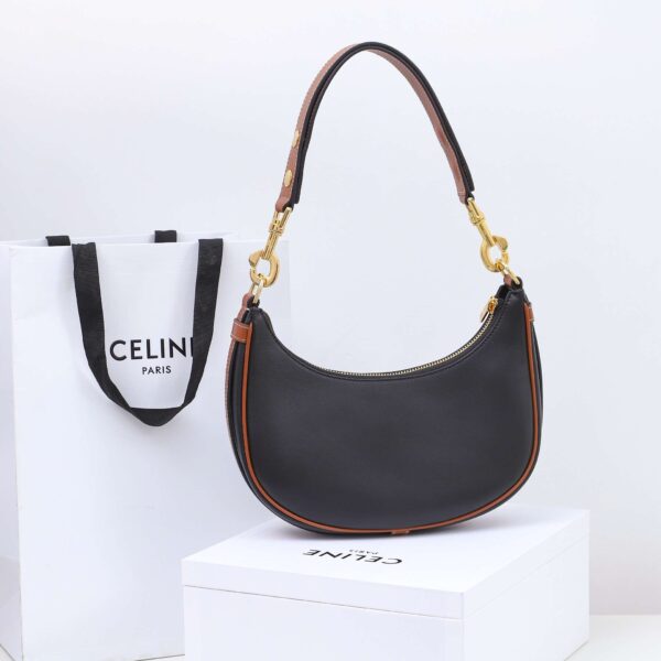 1:1 Replica Celine Medium Strap Ava Bag Black/Brown For Women 9.1in/23cm