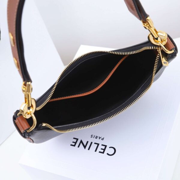 1:1 Replica Celine Medium Strap Ava Bag Black/Brown For Women 9.1in/23cm