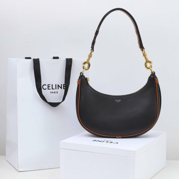 1:1 Replica Celine Medium Strap Ava Bag Black/Brown For Women 9.1in/23cm