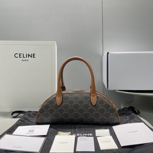 1:1 Replica Celine Medium Teckel In Triomphe Canvas Brown For Women 12in/31cm