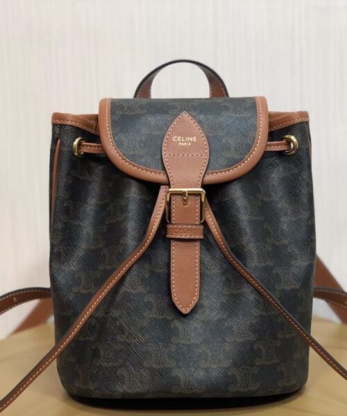 1:1 Replica Celine Mini Backpack Folco In Triomphe Canvas Tan For Women 7in/20cm 197662CAS.04LU