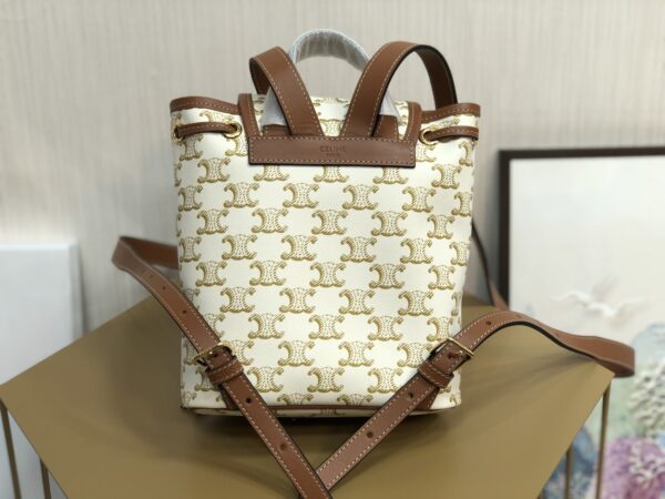 1:1 Replica Celine Mini Backpack Folco In Triomphe Canvas White For Women 7in/20cm 197662CAS.01BC