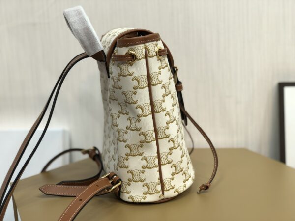 1:1 Replica Celine Mini Backpack Folco In Triomphe Canvas White For Women 7in/20cm 197662CAS.01BC