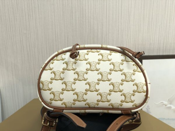 1:1 Replica Celine Mini Backpack Folco In Triomphe Canvas White For Women 7in/20cm 197662CAS.01BC