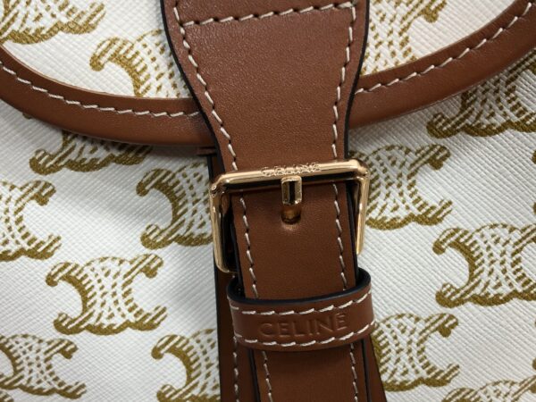 1:1 Replica Celine Mini Backpack Folco In Triomphe Canvas White For Women 7in/20cm 197662CAS.01BC
