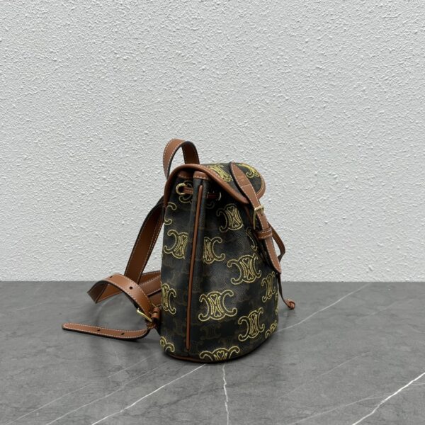 1:1 Replica Celine Mini Backpack Folco In Triomphe Canvas With Triomphe Heart Embroidery Brown For Women 8in/20cm 197662EF3.04LU