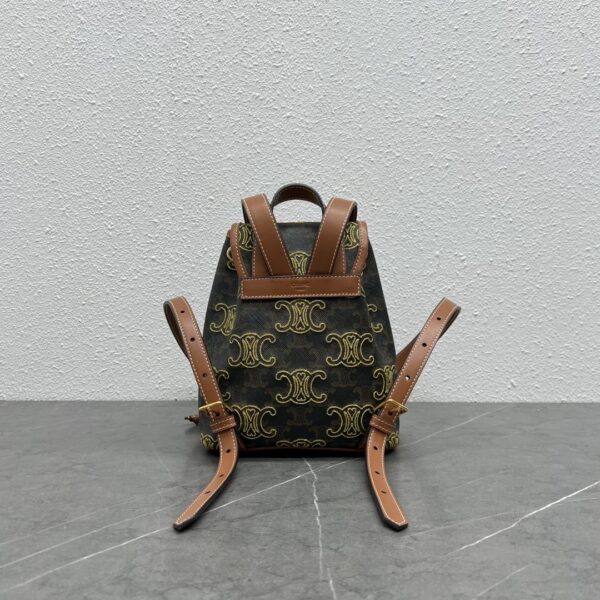 1:1 Replica Celine Mini Backpack Folco In Triomphe Canvas With Triomphe Heart Embroidery Brown For Women 8in/20cm 197662EF3.04LU