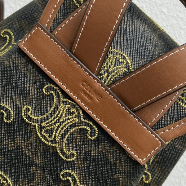 1:1 Replica Celine Mini Backpack Folco In Triomphe Canvas With Triomphe Heart Embroidery Brown For Women 8in/20cm 197662EF3.04LU